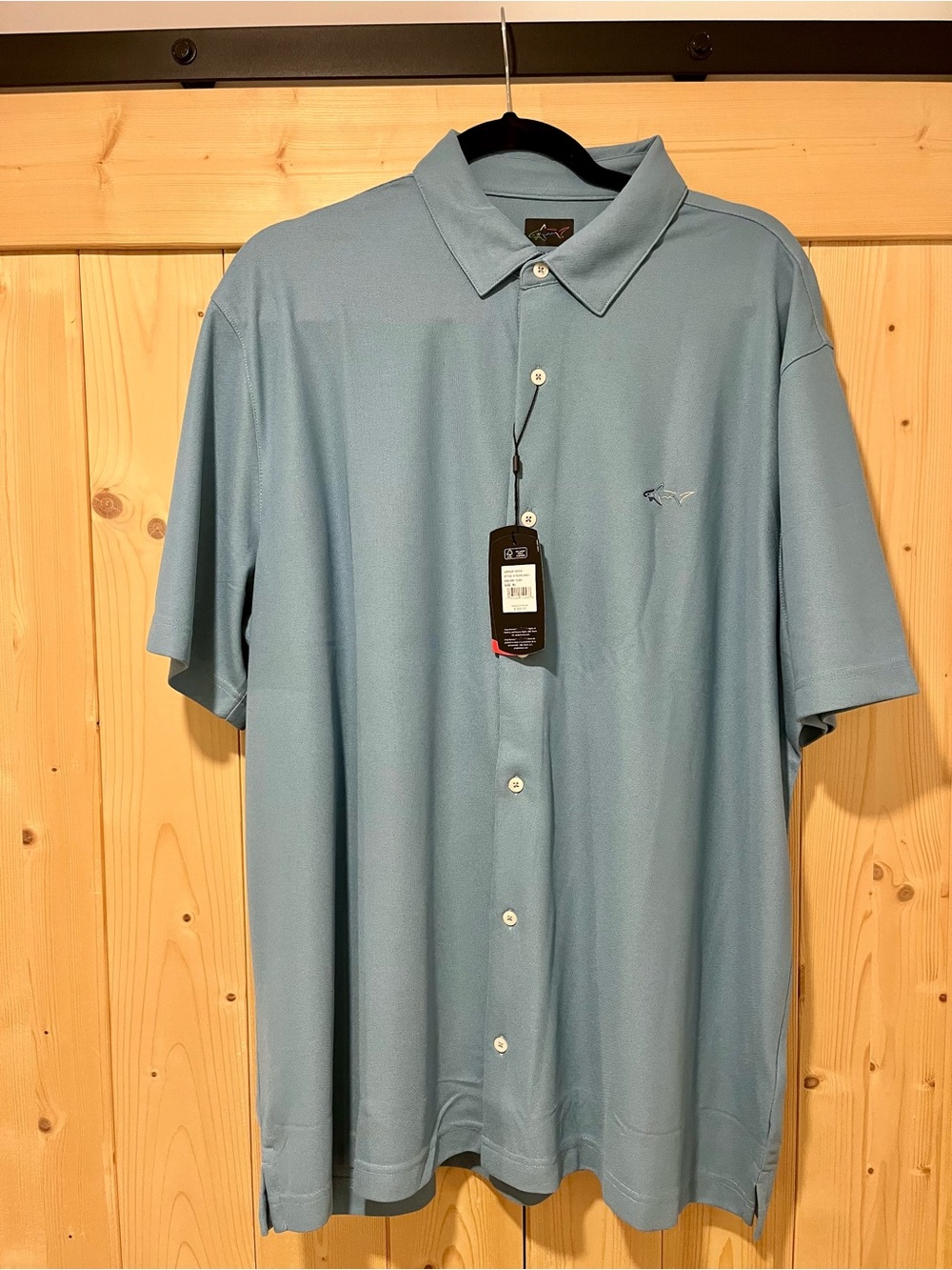 Greg Norman FULL BUTTON PIQUE POLO Riverside Blue XL New With Tags.